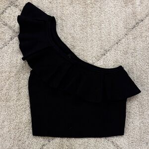 Express Black Ruffle One-Shoulder Top